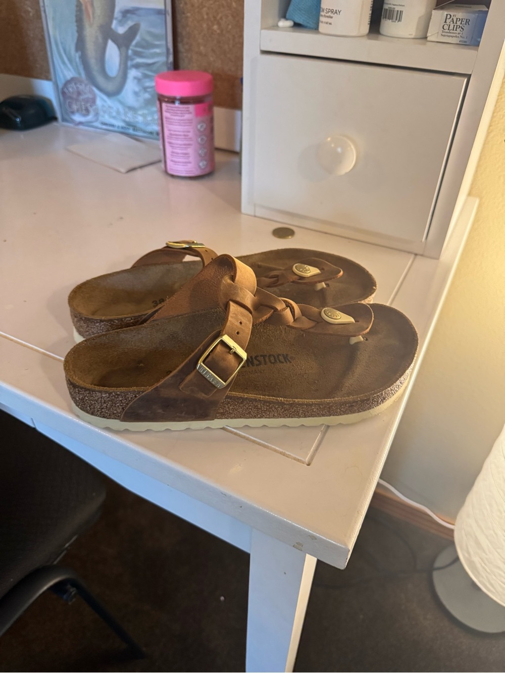 Birkenstock Brown Braided Toe-Post Suede Sandals - Picture 2 of 3